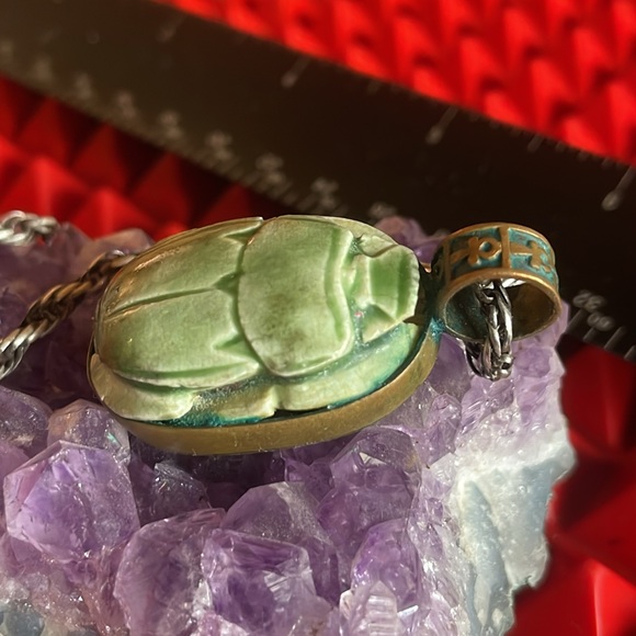 SCARAB W/STERLING SILVER NECKLACE - Picture 7 of 10